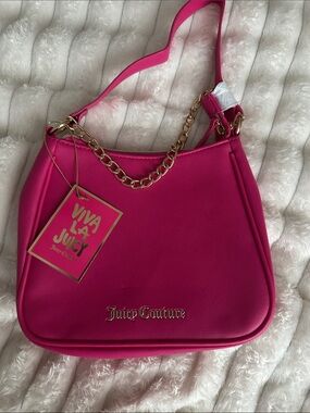 Juicy Couture Vibrant Pink Shoulder Bag with Gold Chain